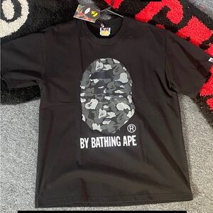 Bape Black Tee with Camo Ape Graphic